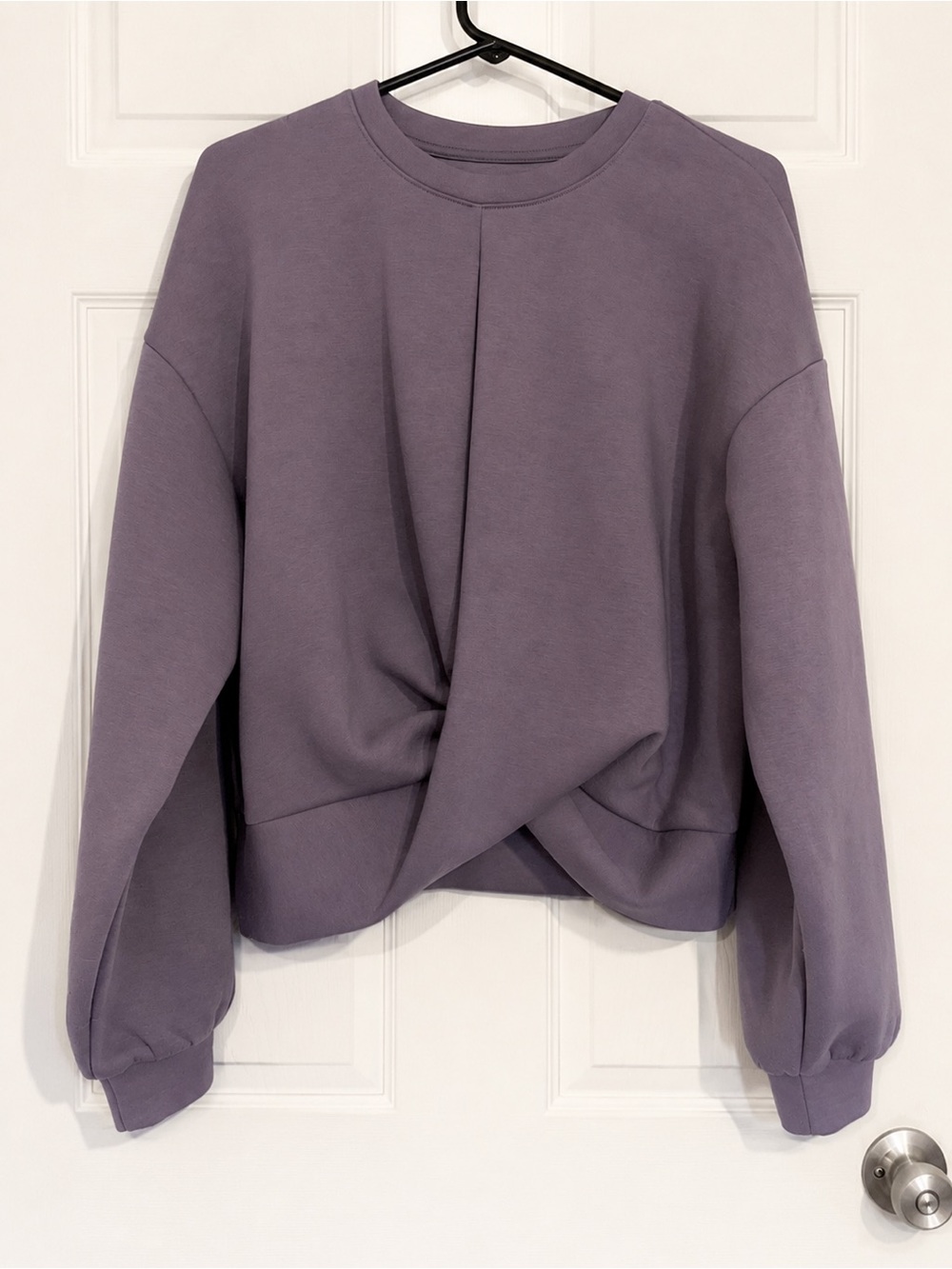 Twist Front Pullover Sweatshirt in Dusty Lavender - Medium